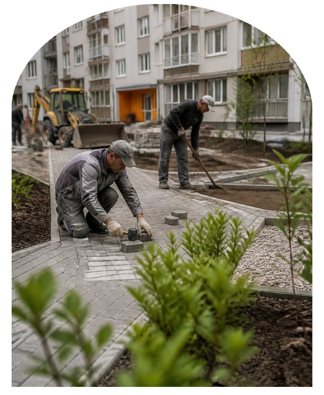 Благоустройство двора многоквартирного дома в Майкопе